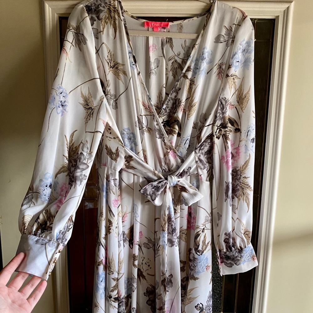 BEAUTIFUL floor length floral dress with gold cuff
